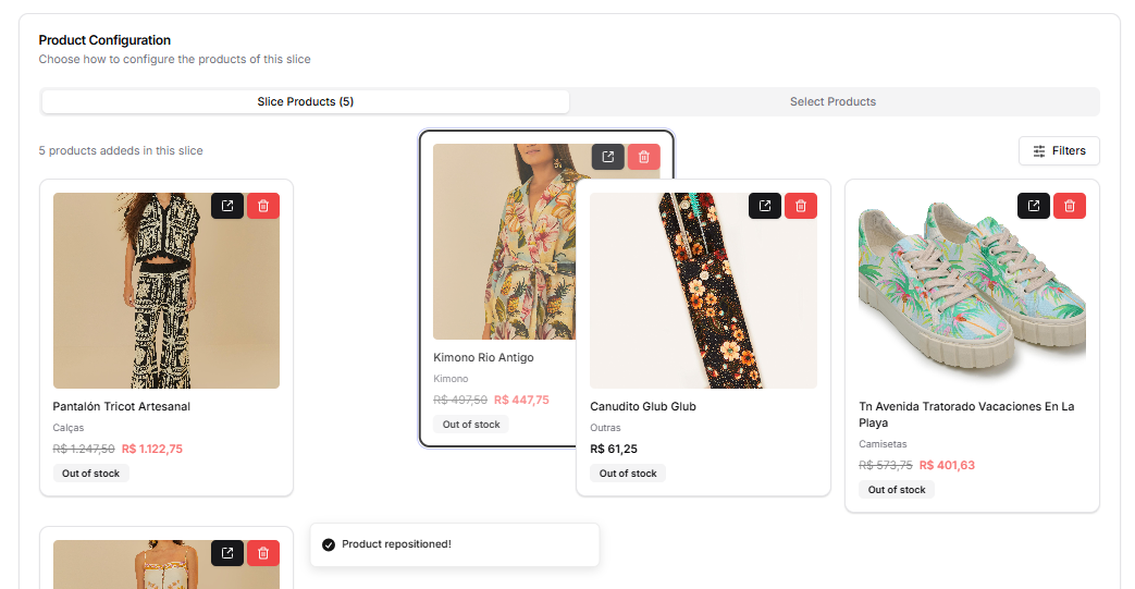 Arrastrar Productos - Estado Inicial