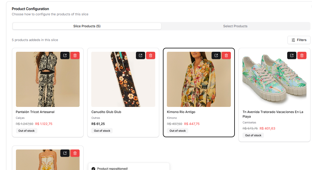 Arrastrar Productos - Organizado